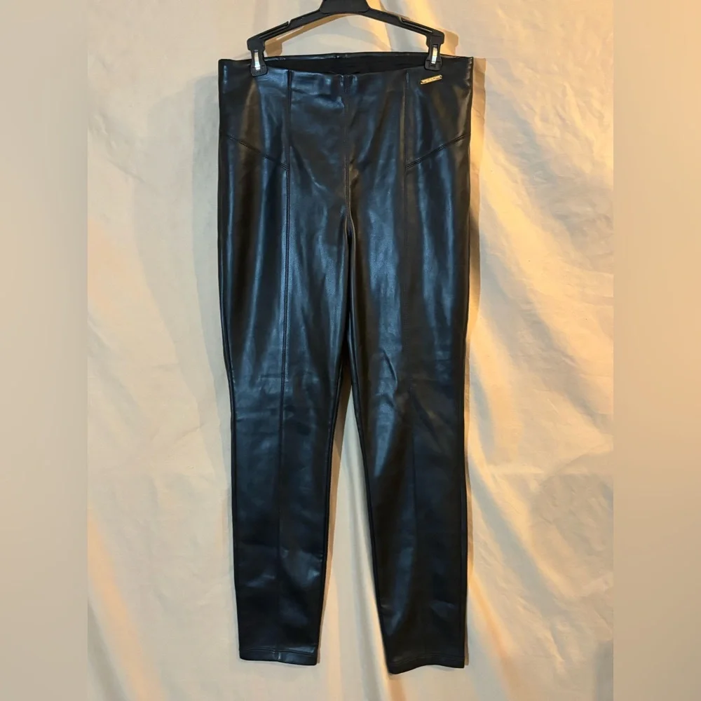 Andrew Marc Black Faux Leather Pants - Picture 3 of 6